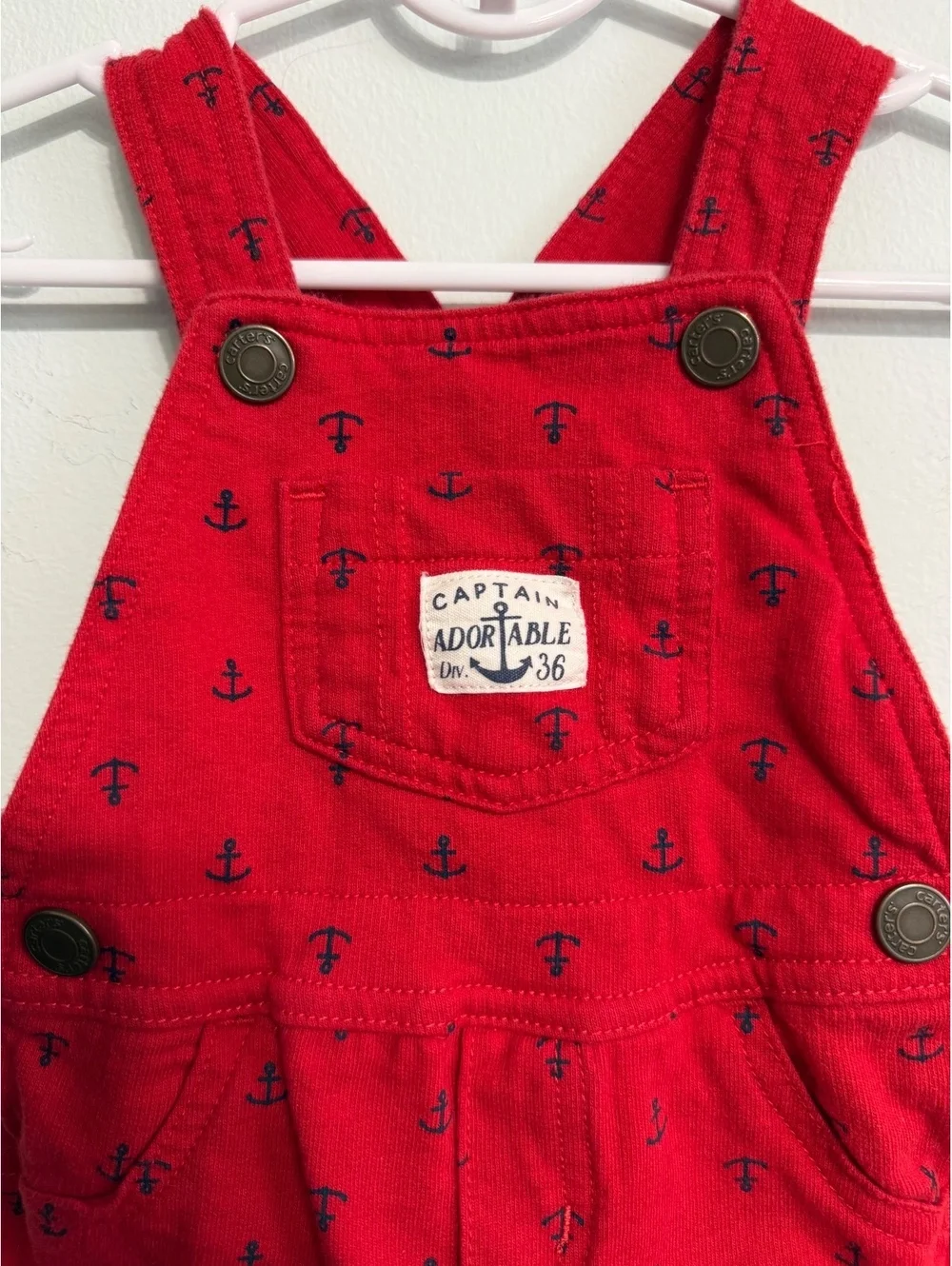 Carter's 9M Red Anchor Print Baby Overalls